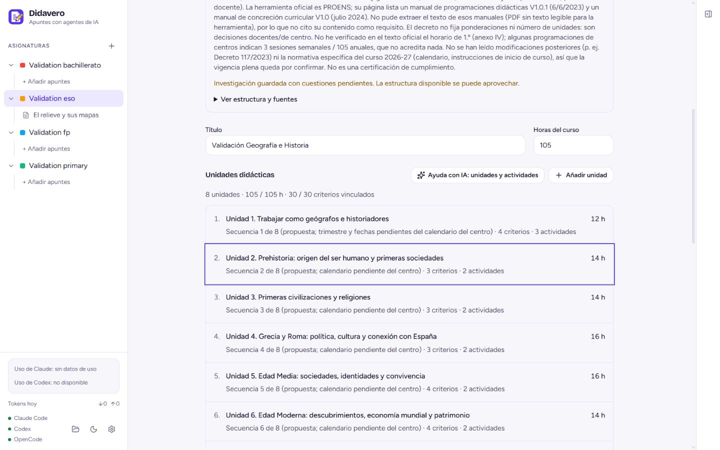 Espacio de programaciones en la versión de demostración de Didavero